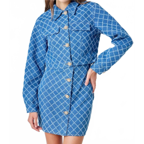 Endless rose distressed cropped jacket in denim