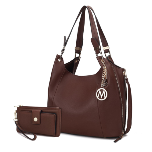 MKF Collection calina expandable womens shoulder bag by mia k chocolate