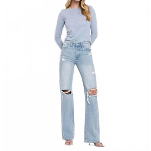 VERVET BY FLYING MONKEY womens 90s vintage flare jeans in light blue