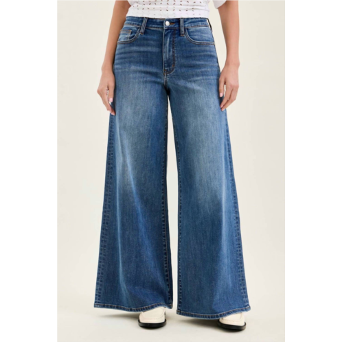 Judy Blue penny palazzo leg high waist jean in med wash