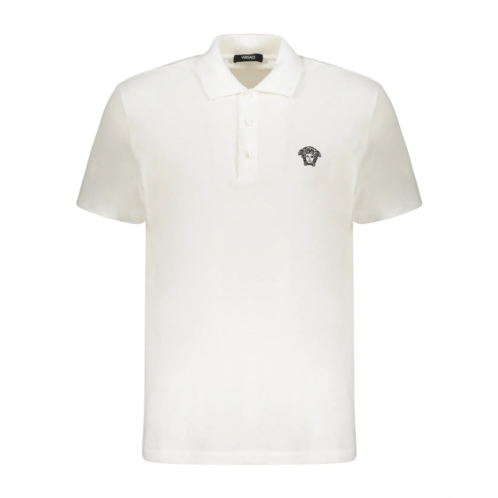 Versace embroidered cotton polo shirt - white