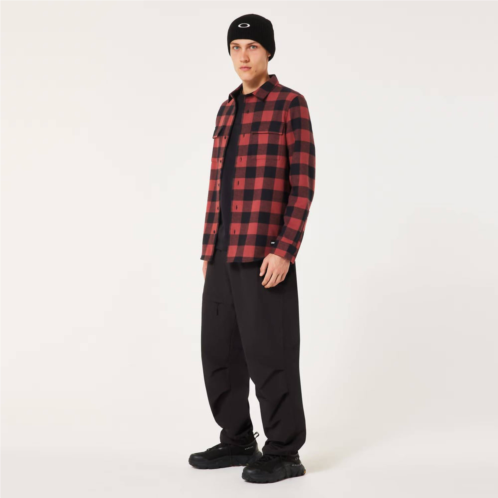 Oakley mens bear cozy flannel shirt in rosewood/black