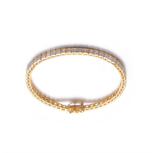 Genevive sterling silver 14k gold plated with clear cubic zirconia stylish tennis bracelet