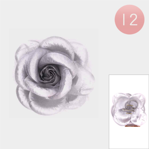FASHNZFAB 12pcs - rose flower alligator hair clips / brooches