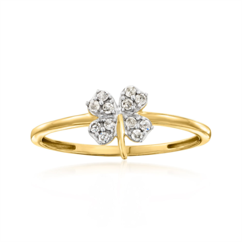 RS Pure by ross-simons diamond 4-leaf clover ring in 18kt gold over sterling