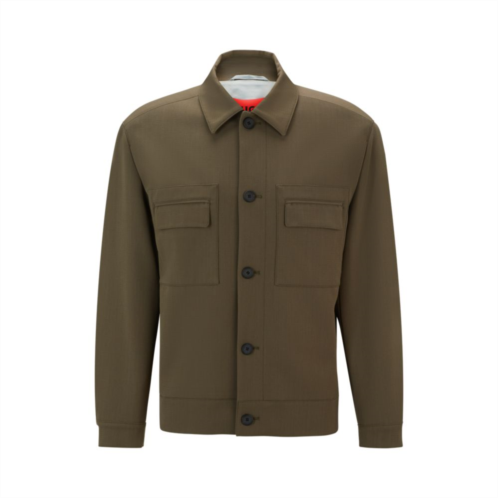 HUGO button-up jacket in performance-stretch fabric
