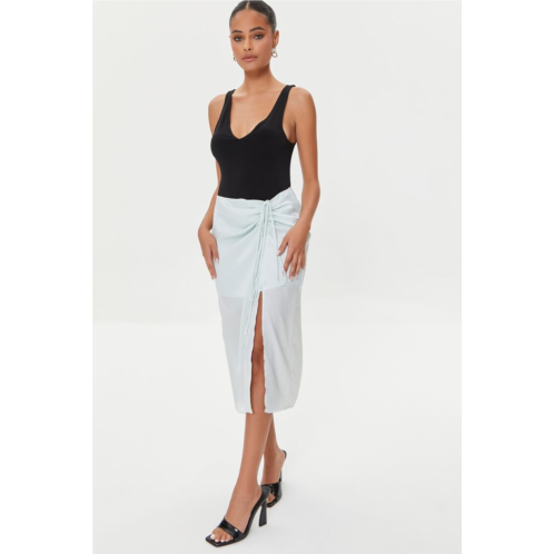Forever 21 satin ruched drawstring skirt