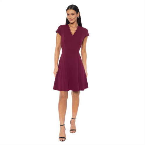 isaac mizrahi scallop neck crepe scuba fit and flare dress