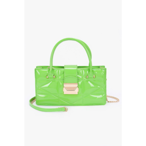 FASHNZFAB embossed enamel handle clutch