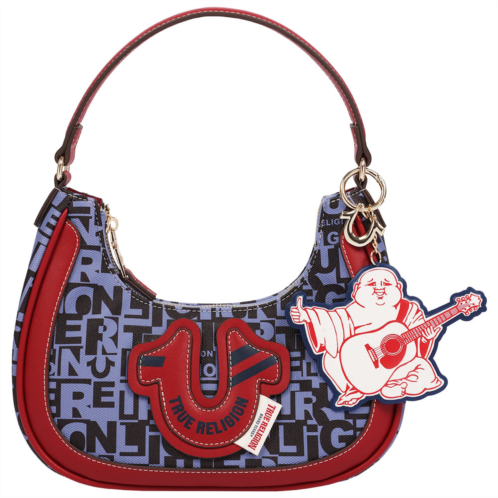 True Religion graphic horseshoe hobo bag with buddha charm and logo print