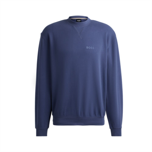 BOSS cotton-terry relaxed-fit sweatshirt with flocked logo
