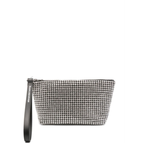 Alexander Wang glass top zip bag with crystal embellishment and detachable wrist strap