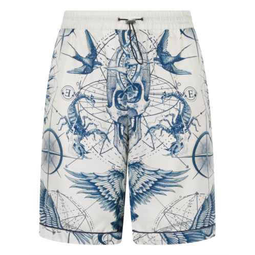 PHILIPP PLEIN silk bowling shorts all-over tattoo