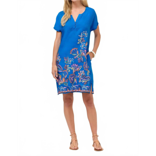 Johnny Was zinnia easy button tunic dress in brilliant blue