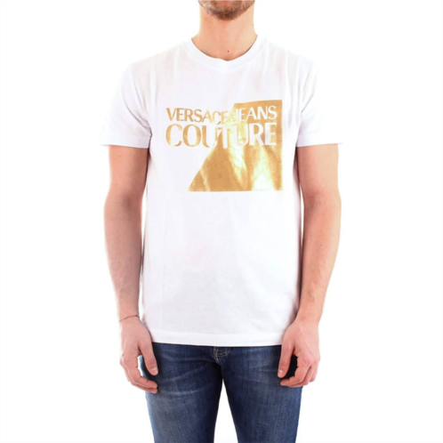 VERSACE gold logo short sleeve t-shirt in white