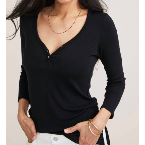 Hatch rib nursing henley top in black