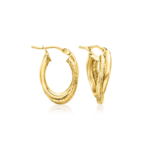 Canaria Fine Jewelry Canaria italian 10kt yellow gold double-oval twisted hoop earrings