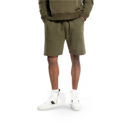 ON THIS DAY knit sweat short with pocket stripe detail in dark olive