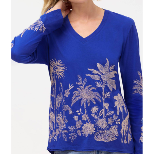 Johnny Was riley slit sleeve tee in iris blue