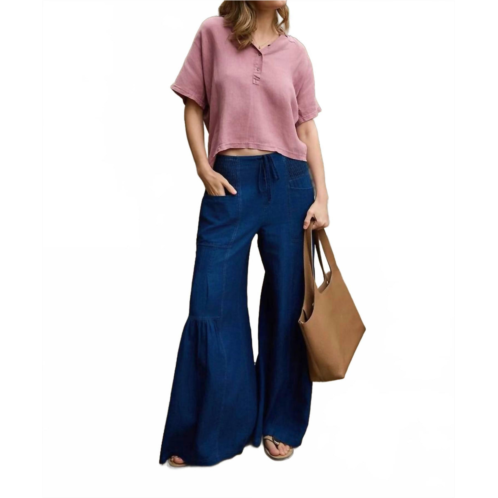 XCVI zain twill tiered wide leg pants in sluice wash