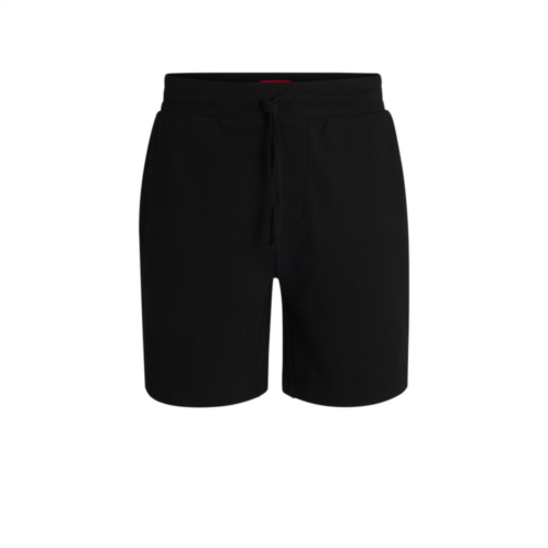 HUGO waffle-structured pajama shorts with embroidered logo