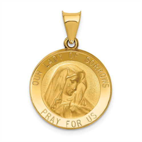 Diamond2Deal 14k yellow gold polished and satin our lady of sorrows medal hollow pendant