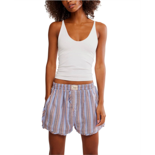 Free People day to day flannel boxer in blue
