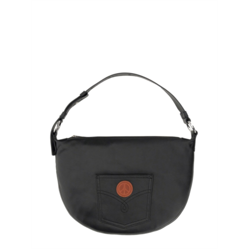 Moschino rounded black nylon shoulder bag