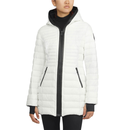 Pajar womens lyvien light weight packable puffer with zip to top fixed hood
