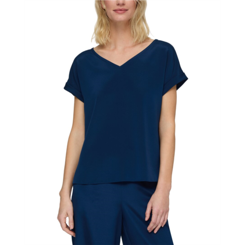 Lafayette 148 New York wide v-neck cuff sleeve blouse