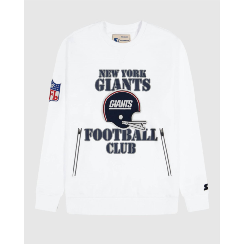 Starter mens new york giants crew neck sweatshirt with zip pockets in white