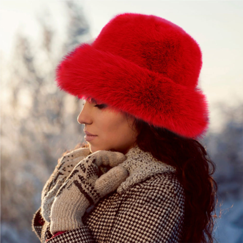 FASHNZFAB faux fur russian style plush bucket hat