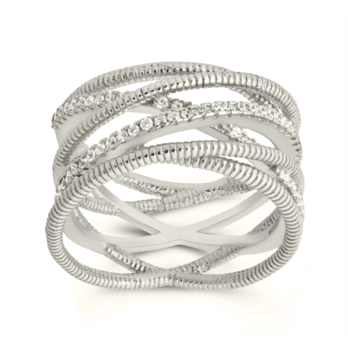 Sterling Forever Sterling silver multi band & cz ring