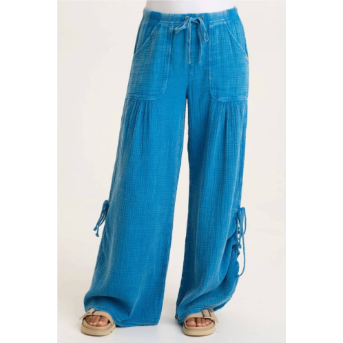 XCVI muriel stripe gauze wide-leg pant in distress wash mykonos
