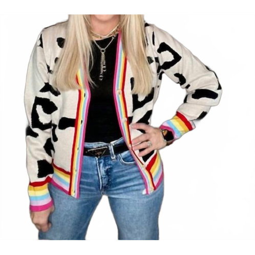 BiBi party leopard cardigan in beige