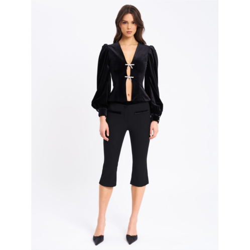 Miss Circle kristy velvet decorating flare cropped pants