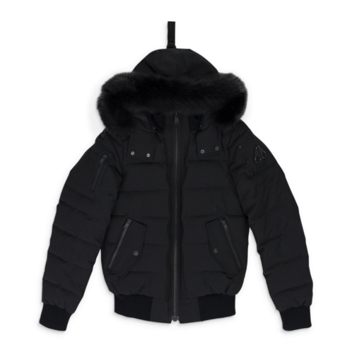 Moose Knuckles black / black ladriere shearling trim bomber jacket