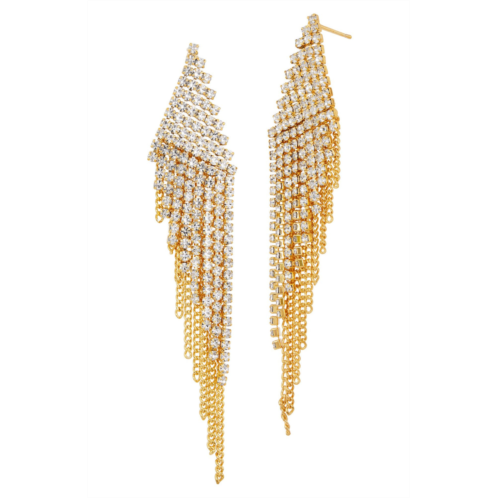 SAVVY CIE JEWELS gold plated white cz chandelier earrings