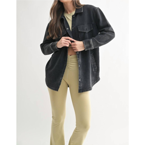 Mono b snap-on shacket with pockets in black