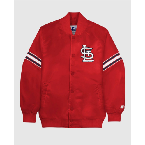 Starter mens st. louis cardinals satin full-snap jacket in red