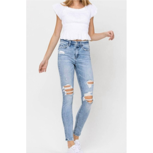 VERVET BY FLYING MONKEY high rise distressed skinny jean in dark denim