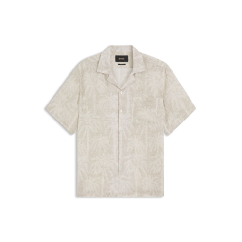 BOSS regular-fit shirt in palm-print italian cotton