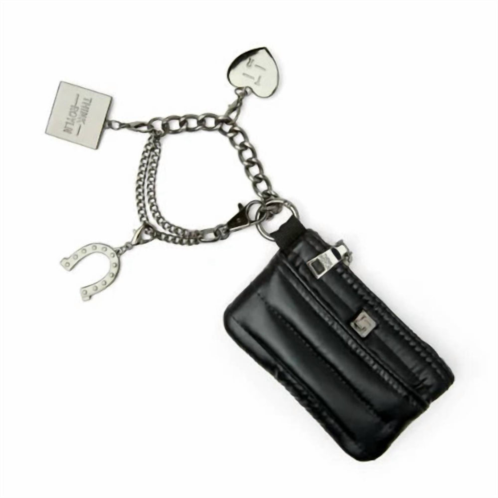 THINK ROYLN womens mini bum bag pouch with lucky charm in black