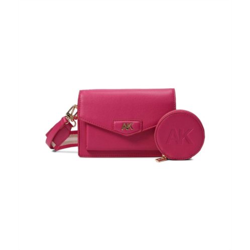 anne klein mini flap bag womens pink adjustable crossbody strap frog400