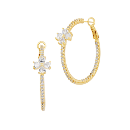 SAVVY CIE JEWELS gold plated hoop with cz flower station earring