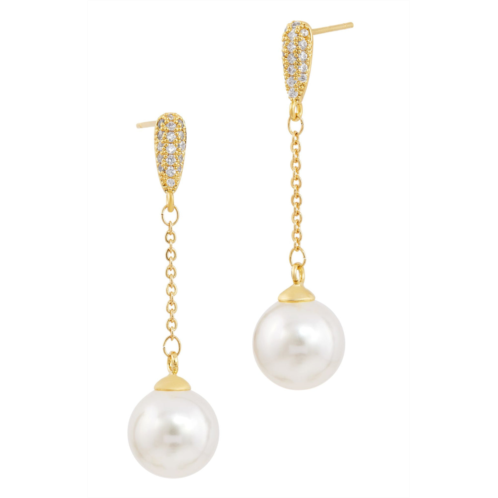 SAVVY CIE JEWELS gold plated cz drop faux pearls earring