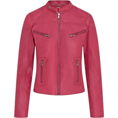 TruClothing real leather classic racer style slim fit biker jacket