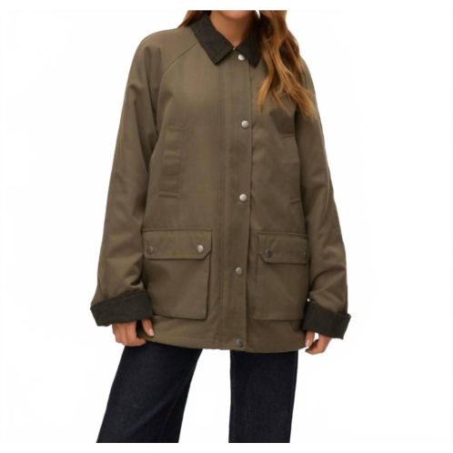 VERO MODA corduroy detail barn jacket in olive