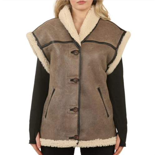 TruClothing shearling leather gilet