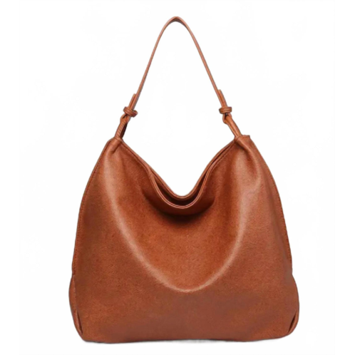 Jen & Co. womens vegan leather rustic handbag in brown